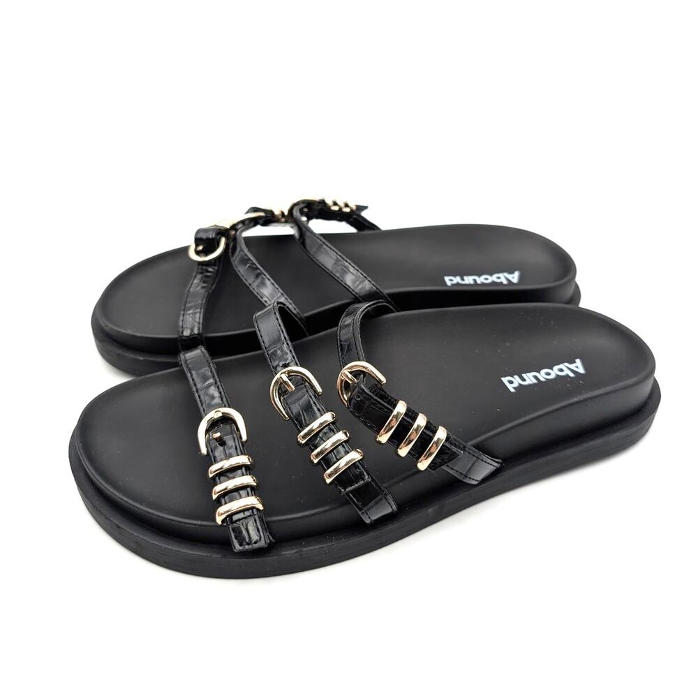 Abound Aimee Slide Sandals Adjustable Straps Women's Black Size US6.5M EU36.5